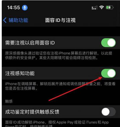 巴东苹果14维修网点分享iPhone14注视感知功能有什么用 